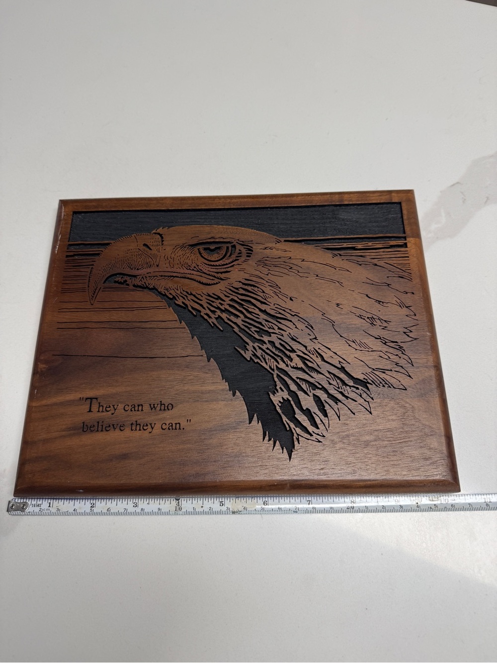 Handcrafted Brown Eagle Wall Plaque with Inspirational Quote